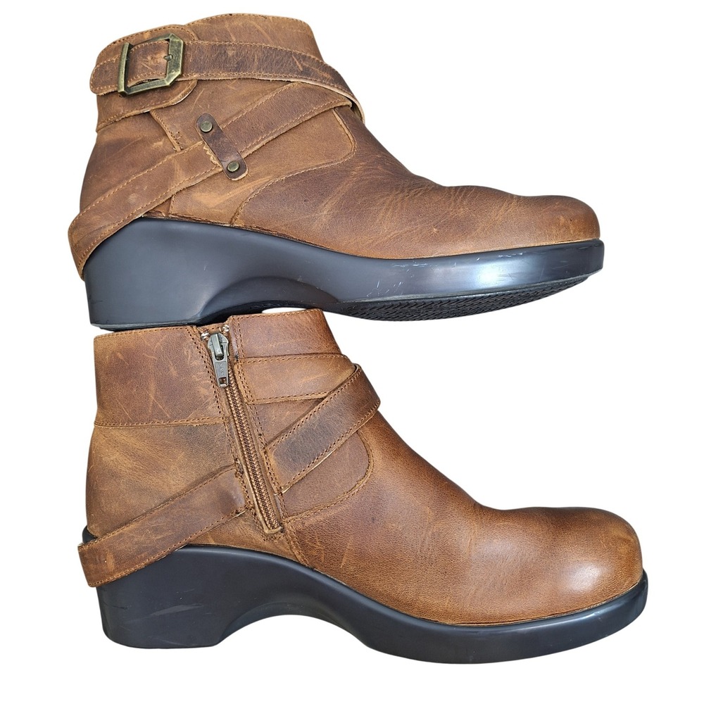 Alegria Eva Western Brown Leather Casual Boots Buckle Strap Women's Size 10.5